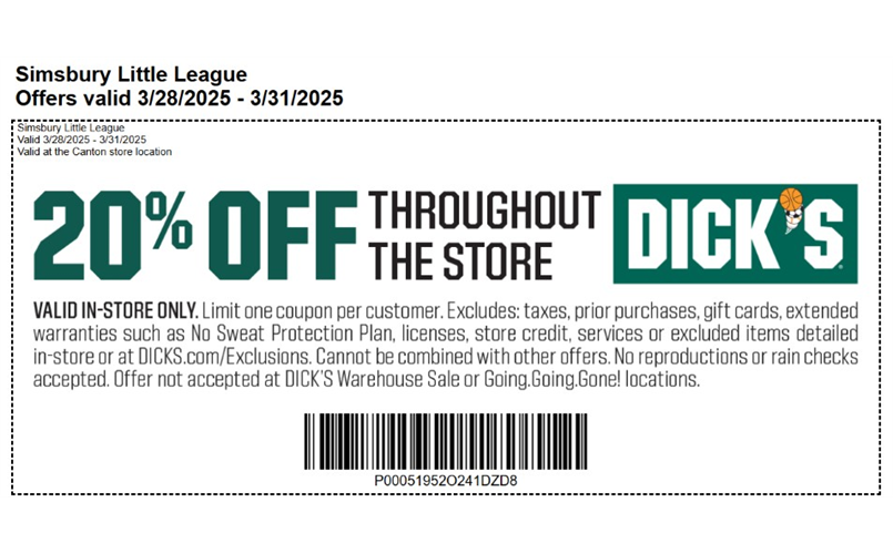 Dick's 20% off